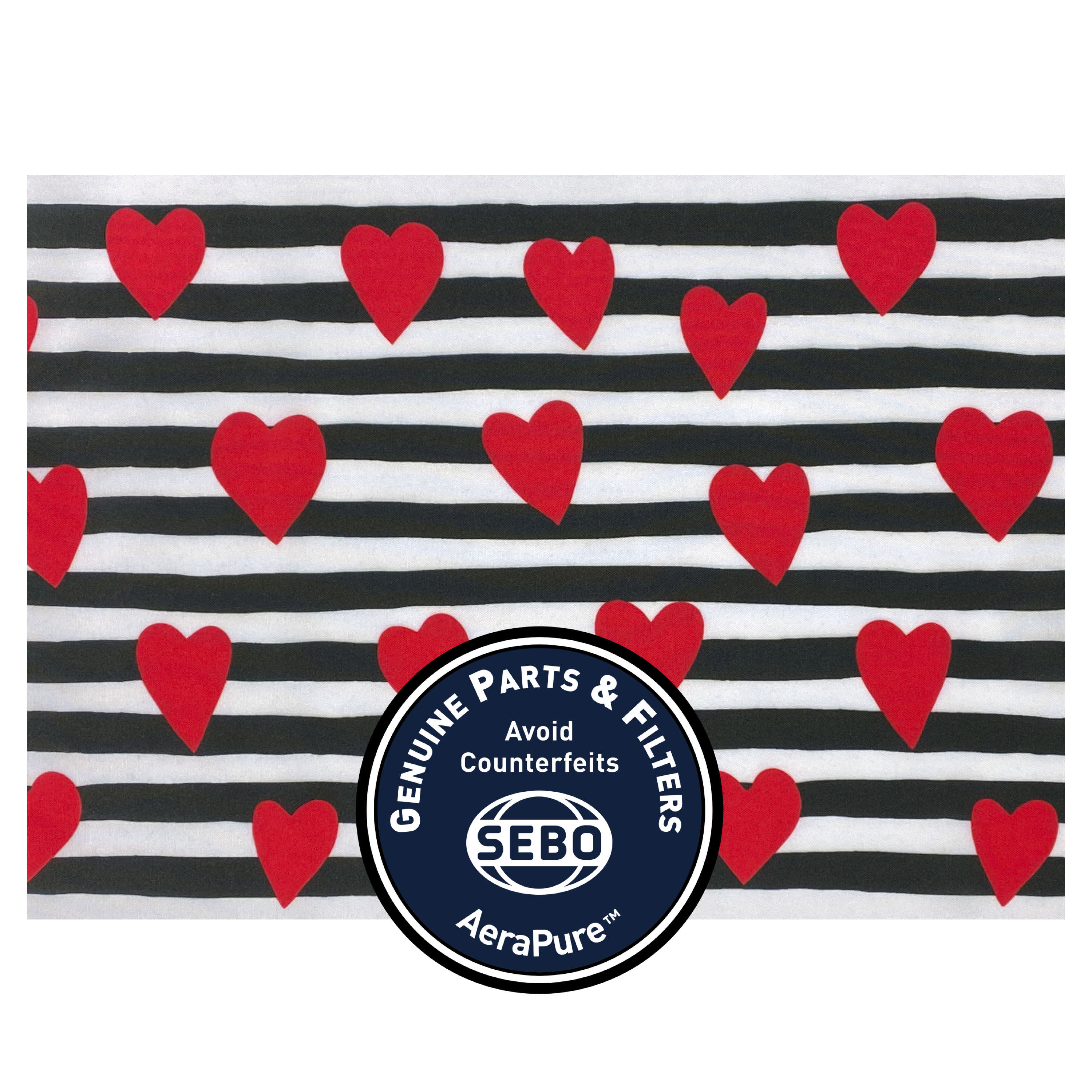 Exhaust Microfilter with textile, for FELIX Heart and DART (black/white, red hearts) 